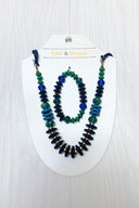 Blue And Green Beaded Necklace And Bracelet