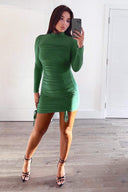 Jade Double Ruched Long Sleeve Bodycon Dress