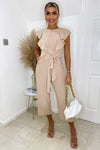 Nude Frill Front Belted Jumpsuit