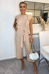 Nude Frill Front Belted Jumpsuit