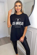 Black Los Angeles Slogan Oversized T-Shirt