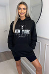 Black New York Slogan Hoodie