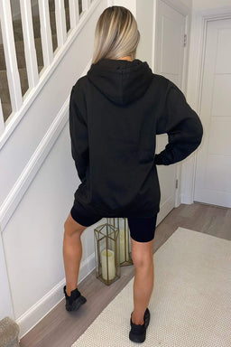 Black New York Slogan Hoodie