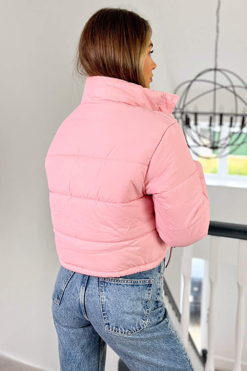 Baby Pink Cropped Puffer Jacket
