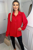 Red Gold Button Up Elasticated Cuff Shirt