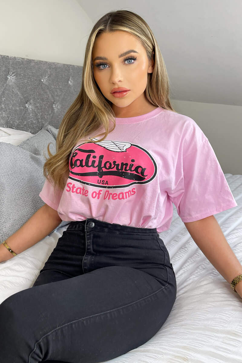 Pink California Printed T-Shirt