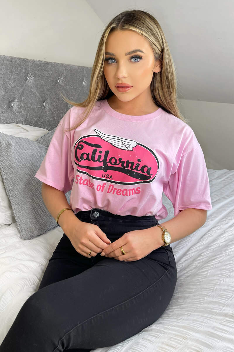 Pink California Printed T-Shirt