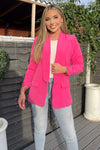 Pink Ruched Detail Sleeve Blazer