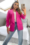 Pink Ruched Detail Sleeve Blazer