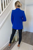 Blue Ruched Detail Sleeve Blazer