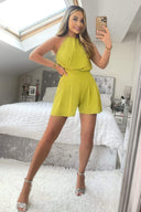 Lime High Neck Playsuit