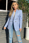 Ice Blue Military Style Blazer