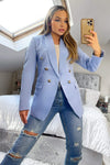 Ice Blue Military Style Blazer