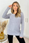 Grey Super Soft Knit Round Neck Long Sleeve Knitted Jumper