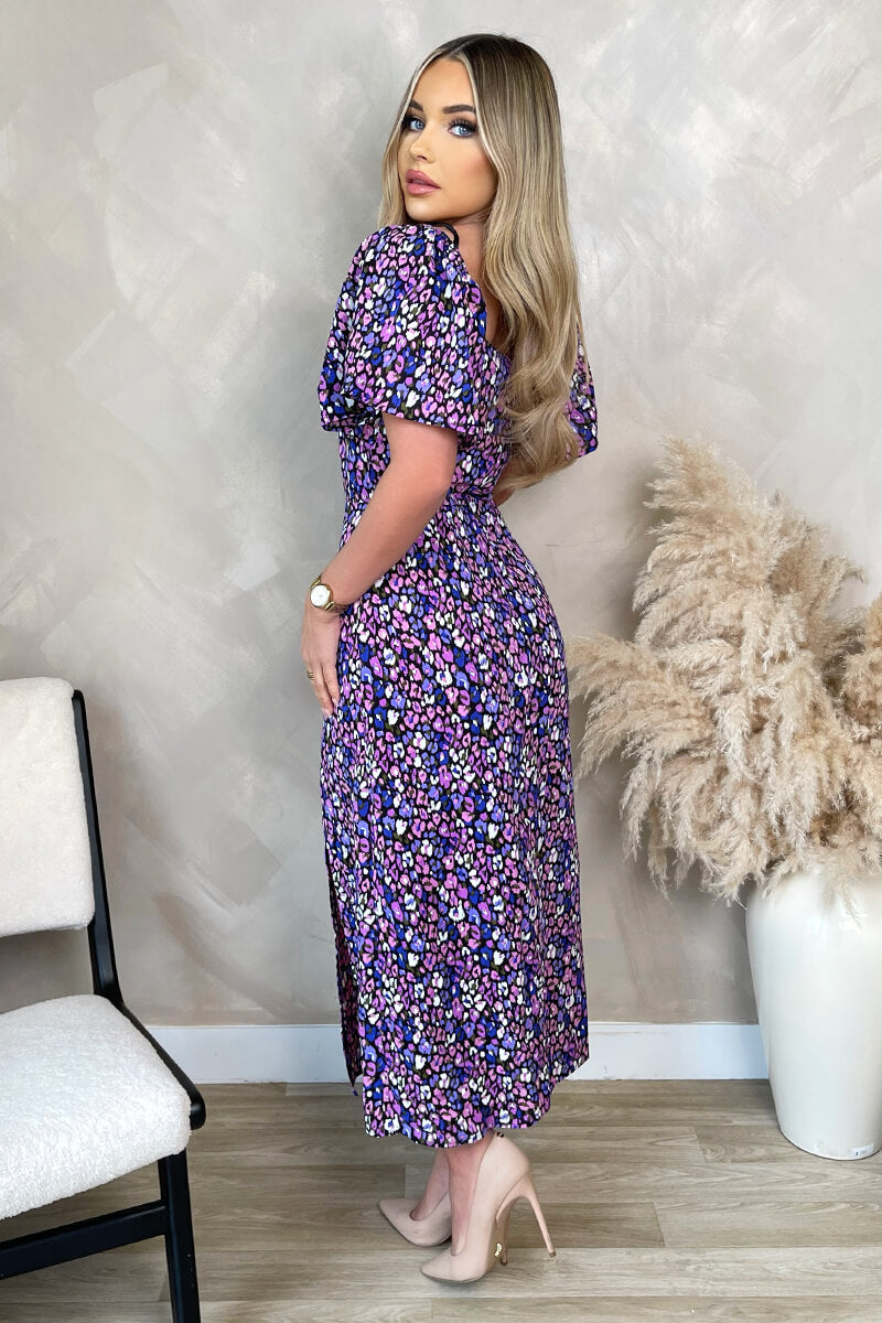 Purple Animal Print Short Sleeve Tie Front Midi Dress – AX Paris US Purple Animal Print Short Sleeve Tie Front Midi Dress – AX Paris US