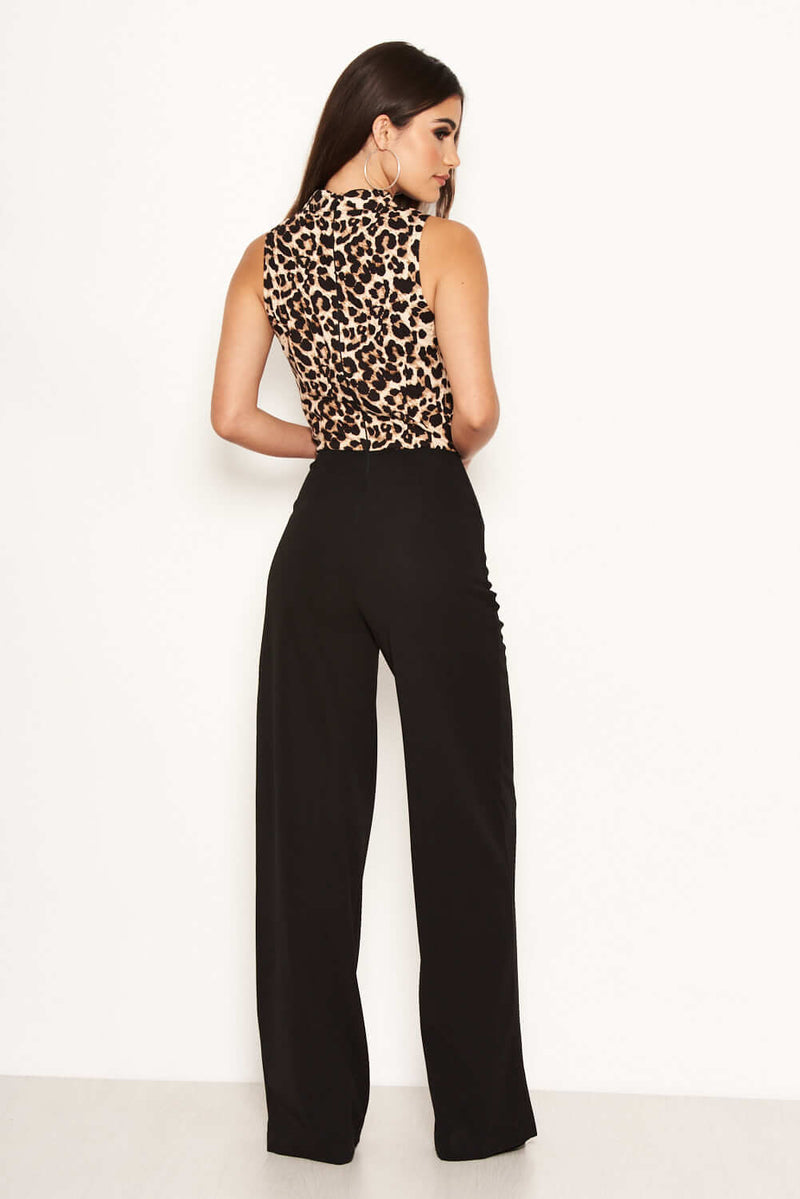 2 in 1 Animal Print High Neck Jumpsuit