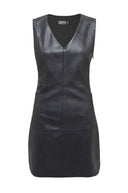 Black Faux Leather Mini Shift Dress