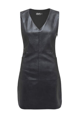 Black Faux Leather Mini Shift Dress