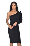 Black Ruffle Sleeve Dress