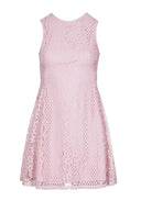 Pink Lace Detail Skater Dress