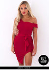 Red One Shoulder Asymmetric Dress