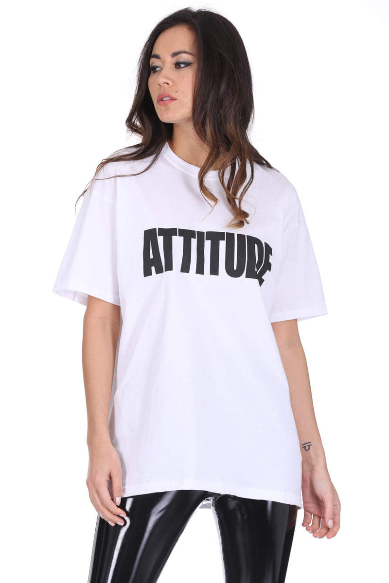 White Attitude Slogan T-Shirt