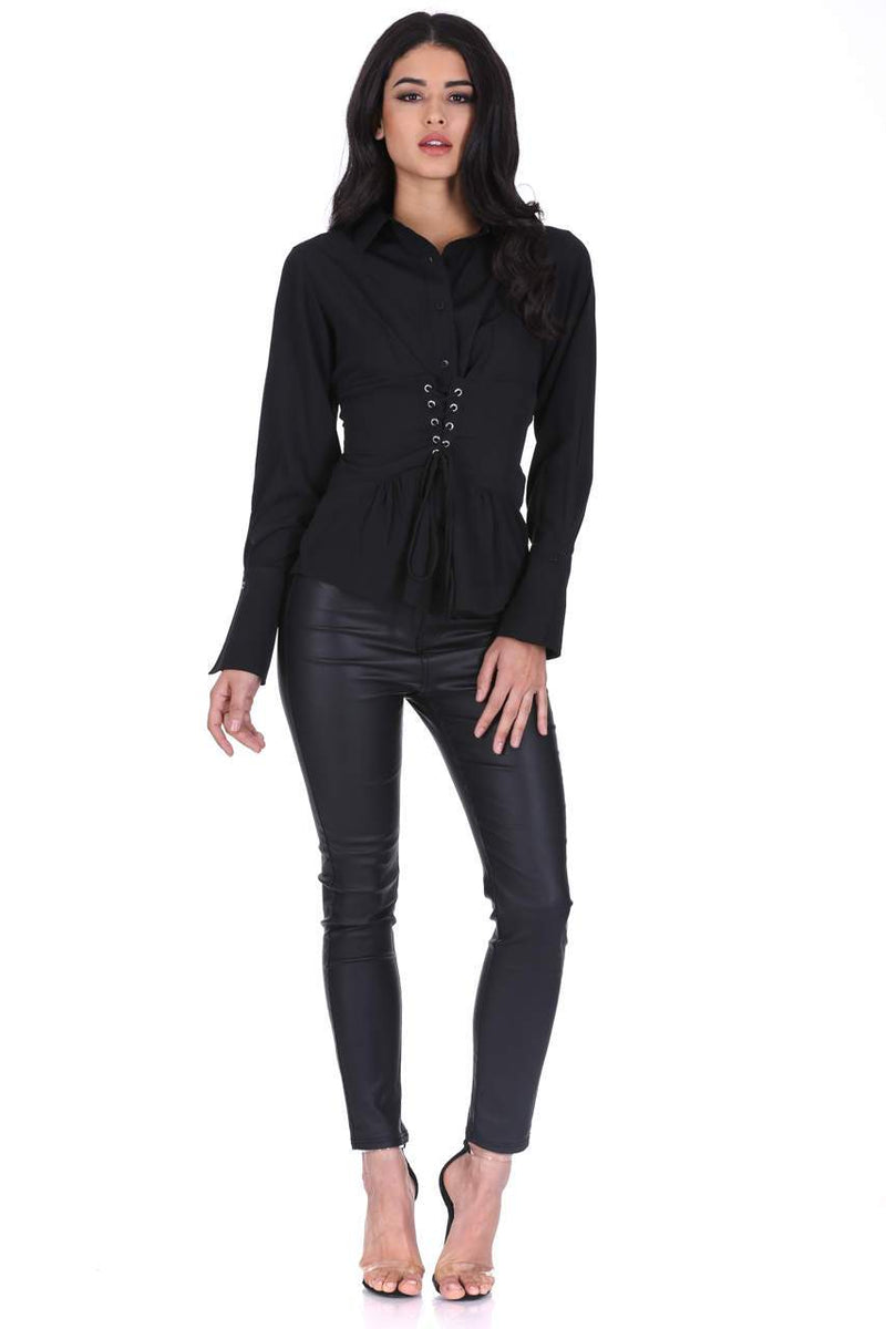 Black Corset Tie Shirt