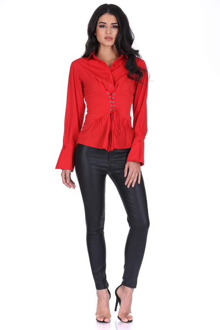 Red Corset Tie Shirt
