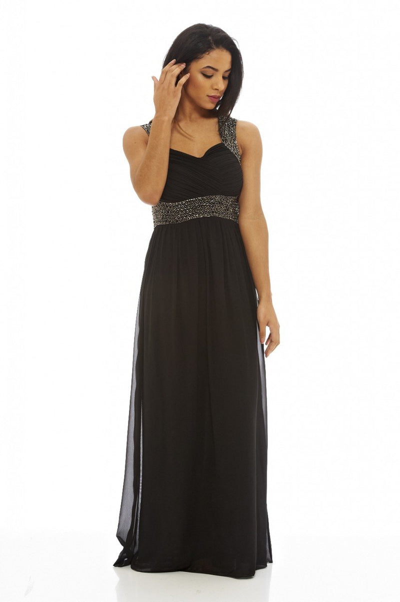 Black Embellished Chiffon Maxi Dress – AX Paris US