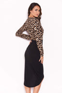 Animal Print Wrap Midi Dress