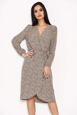Animal Print Wrap Style  Dress