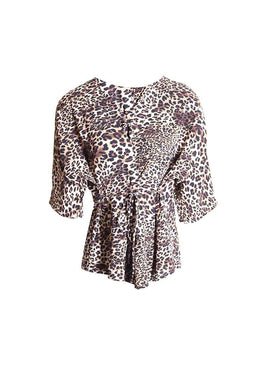 Animal Print Tie Detail Top