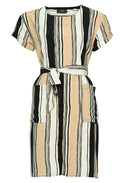 Beige Striped Shirt Dress