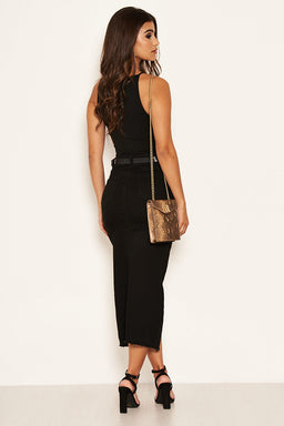 Black Denim Midi Skirt