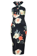 Floral Cross Front Midi Dress