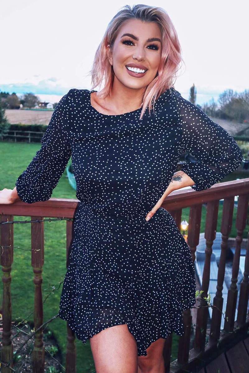 Black Polka Dot Long Sleeve Dress