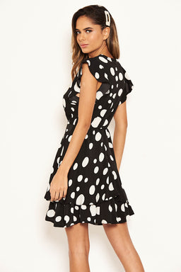 Black Polka Dot Frill Swing Dress