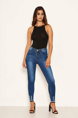 Blue Frayed Hem Jean