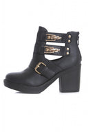Cut Out Buckle Heeled Ankle Boot