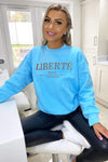 Baby Blue Liberte Printed Sweatshirt