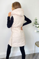 Beige Side Zip Hooded Gilet