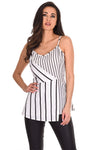 Black And Cream Striped Strappy Top