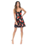 Black And Red Floral Skater Dress