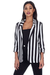 Black And White Striped Blazer Jacket