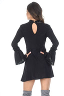 Black Bell Sleeve Frill Dress