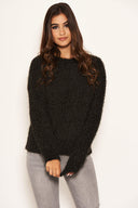 Black Chenille Knitted Jumper