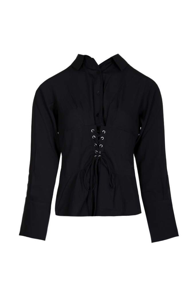 Black Corset Tie Shirt