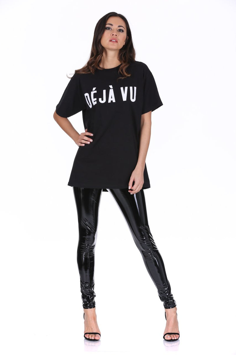 Black Deja Vu Slogan T-Shirt