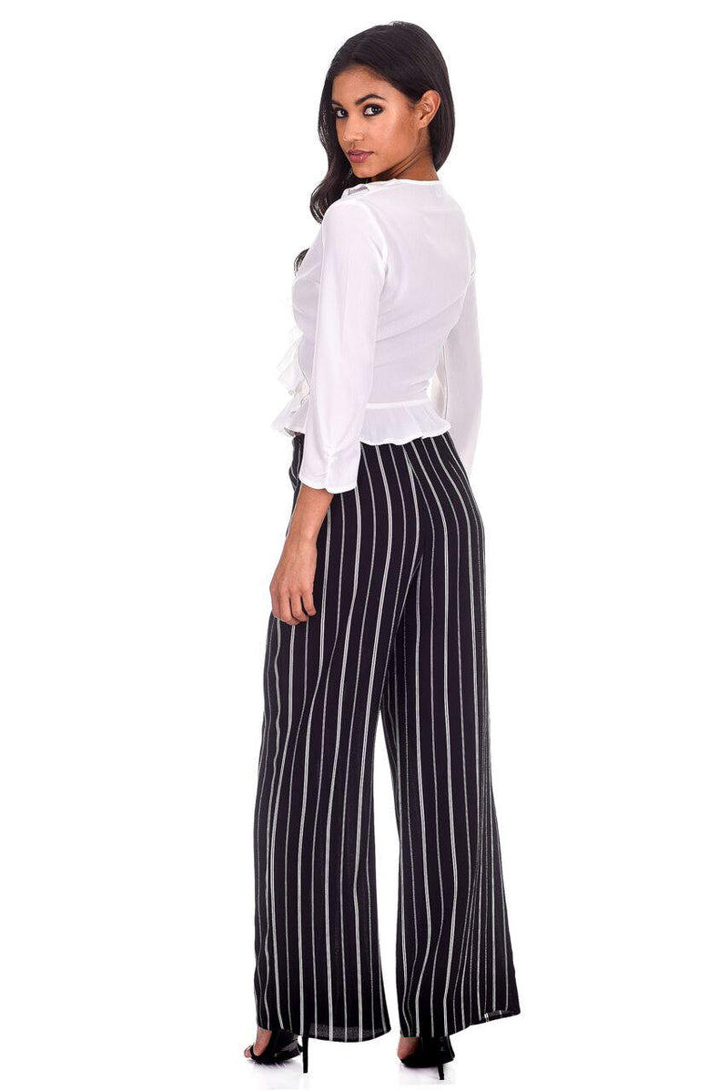 Black Double Striped Flared Trousers