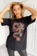 Black Dragon Printed Oversized Tee